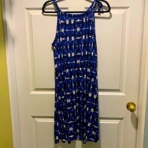Chic Blue & White Banana Republic Print Halter Dress Women’s XL